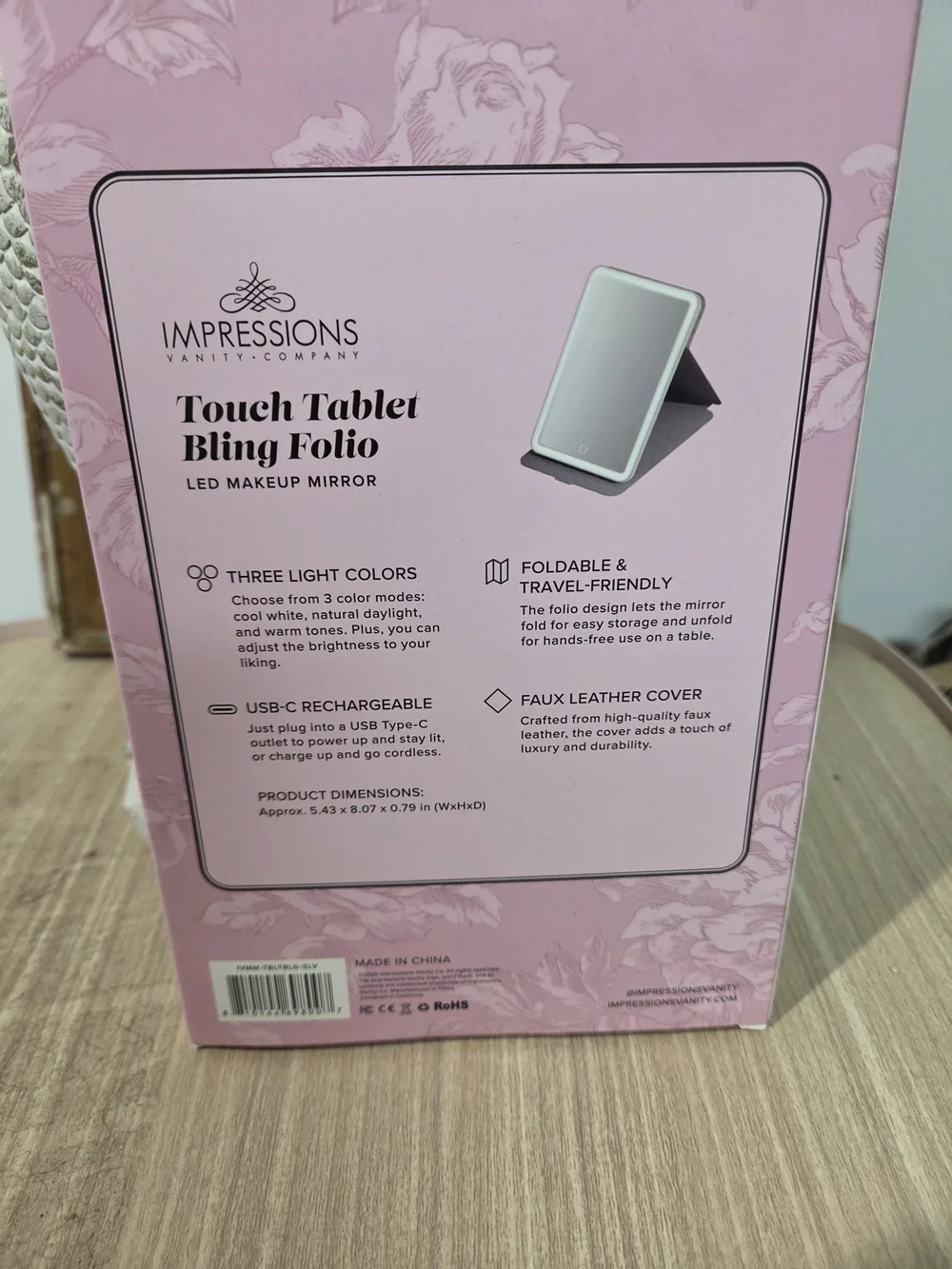 Impressions Diva NWT Silver LED Makeup Mirror Folio with Bling